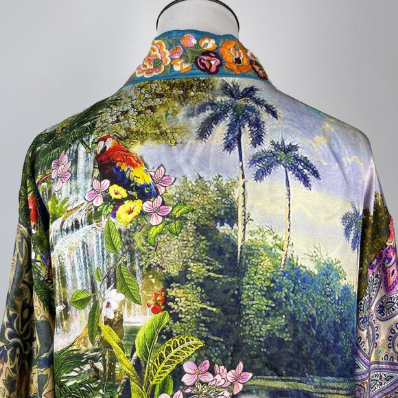 $650 NWOT Johnny Was Reversible Embroidered Silk Kimono Jacket Multi Size M - Picture 9 of 16